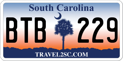SC license plate BTB229