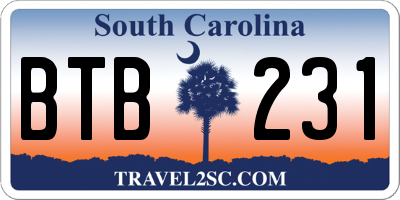 SC license plate BTB231