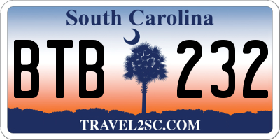 SC license plate BTB232