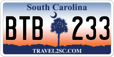 SC license plate BTB233