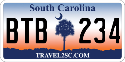 SC license plate BTB234