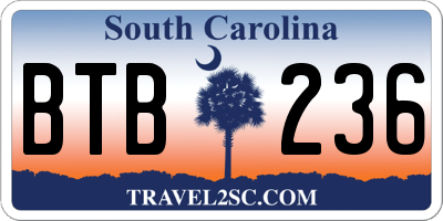 SC license plate BTB236