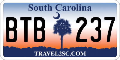 SC license plate BTB237
