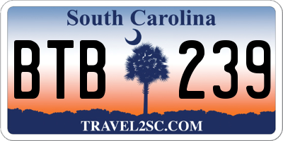 SC license plate BTB239