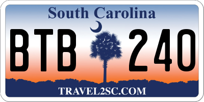 SC license plate BTB240