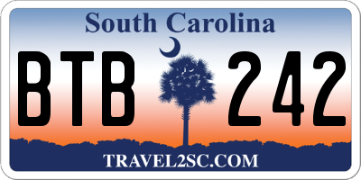 SC license plate BTB242