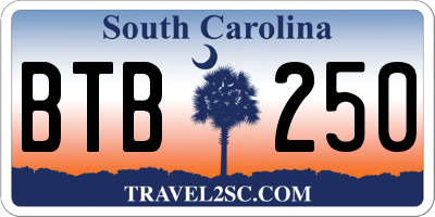 SC license plate BTB250