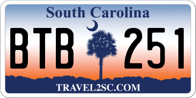 SC license plate BTB251