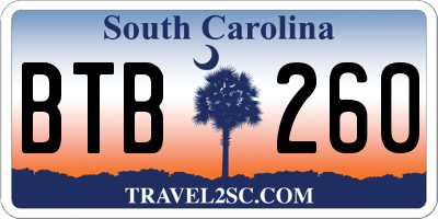 SC license plate BTB260