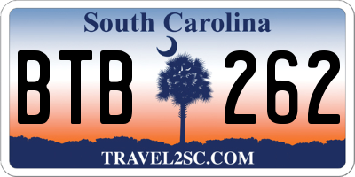 SC license plate BTB262