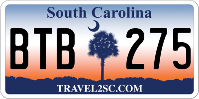 SC license plate BTB275