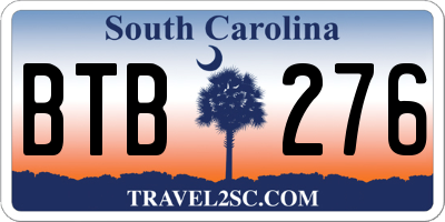 SC license plate BTB276