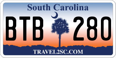 SC license plate BTB280
