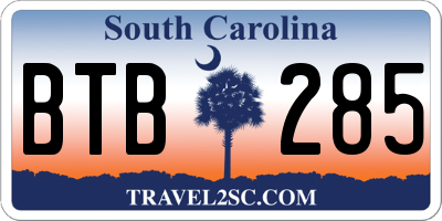 SC license plate BTB285