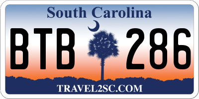 SC license plate BTB286