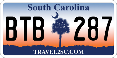 SC license plate BTB287