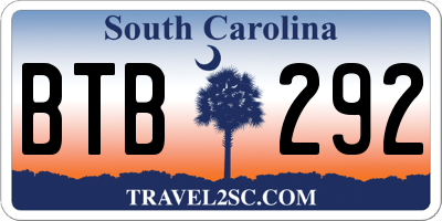 SC license plate BTB292