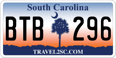 SC license plate BTB296