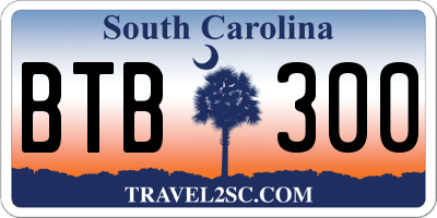 SC license plate BTB300