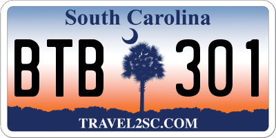 SC license plate BTB301