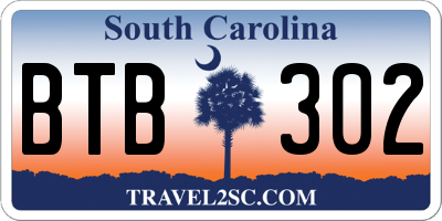 SC license plate BTB302