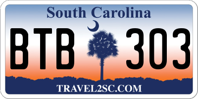 SC license plate BTB303