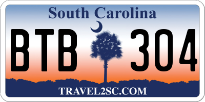 SC license plate BTB304