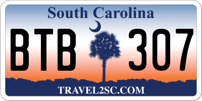 SC license plate BTB307