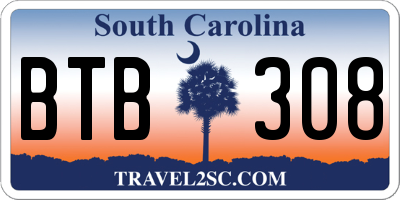 SC license plate BTB308