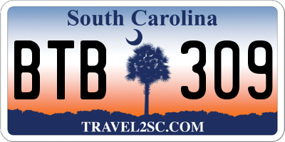 SC license plate BTB309