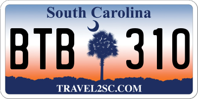 SC license plate BTB310
