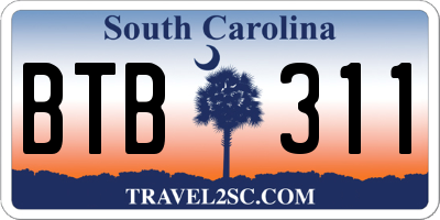 SC license plate BTB311