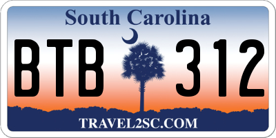 SC license plate BTB312