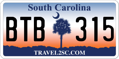 SC license plate BTB315