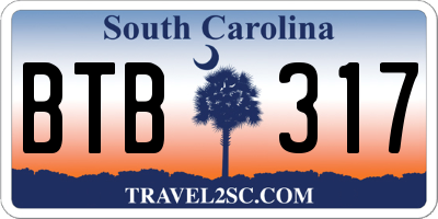 SC license plate BTB317