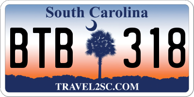 SC license plate BTB318