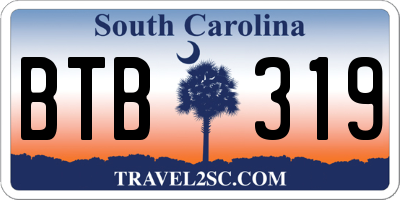 SC license plate BTB319