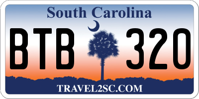 SC license plate BTB320