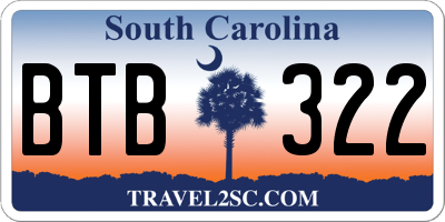 SC license plate BTB322