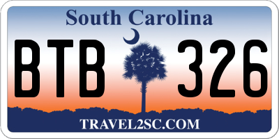 SC license plate BTB326