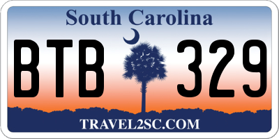 SC license plate BTB329
