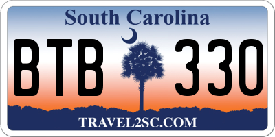 SC license plate BTB330