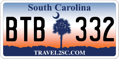 SC license plate BTB332
