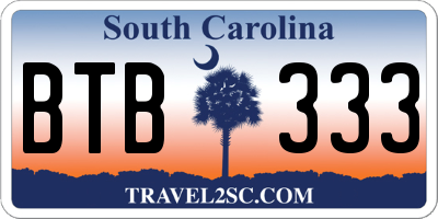 SC license plate BTB333