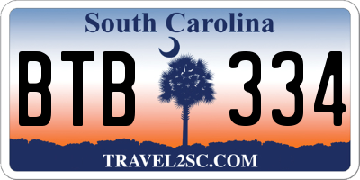 SC license plate BTB334