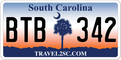 SC license plate BTB342