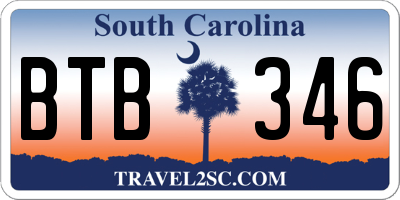 SC license plate BTB346