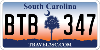 SC license plate BTB347
