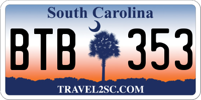 SC license plate BTB353