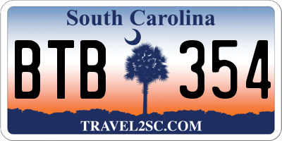 SC license plate BTB354